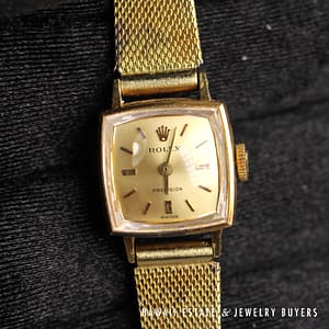 Vintage Rolex 18K Yellow Gold 15MM With Base Metal Band