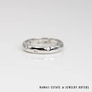 Tiffany & Co Platinum 4mm Diamond Etoile Band Size 5.5 with Pouch, 6.3g - Image 9