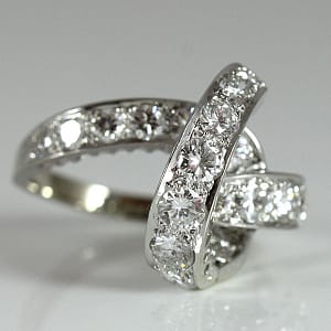 2.5ctw diamond knot 14k white gold ring