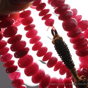 VINTAGE NATURAL RUBY OVER 300CTW BEAD 14K YELLOW GOLD NECKLACE 21" W/ APPRAISAL - Image 3