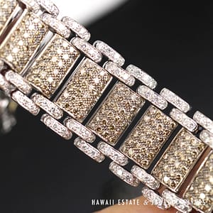15.50ctw Chocolate and White Diamond 18K Yellow Gold link Bracelet Size 6.5 - 22mm Width - Image 2