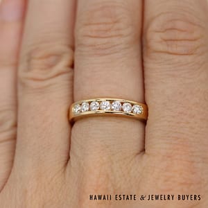 0.33ct Diamond 14k Yellow Gold Channel Band Ring Size 6.5 - Image 2