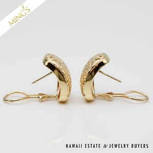 MING'S 9.3g 14KYG FOUR SEASONS EARRINGS MEASURE 21 x 16mm WITH OMEGA CLIP - Image 6