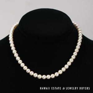 Mikimoto 6mm Cultured Pearl Vintage Necklace 15" with Sterling Clasp
