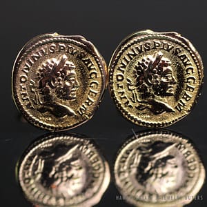 VINTAGE ANTONIUS PIUS V YELLOW GOLD COIN CUFF LINKS - Image 4