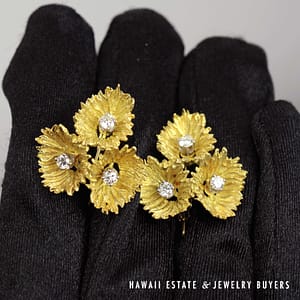 0.50ctw Diamond Vintage 18K Yellow Gold Earrings - Image 2