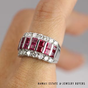 3.21ctw Ruby 1.49ctw Diamond Ring Platinum Size 5.5, 12.2g - Image 2
