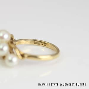 Ming's Pearl Cluster 14K Yellow Gold Ring Size 7 - Image 10