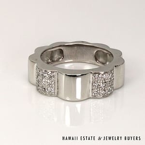 Chanel 18K White Gold Camelia Diamond Ring SIZE 48 (US size 4.5) *3069-02 - Image 3