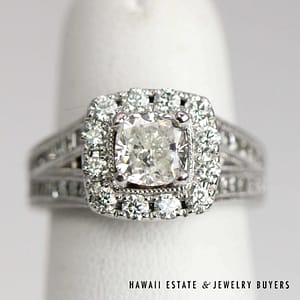 Neil Lane 0.95ctw SI3/HI Cushion Cut Diamond 1.30ctw SI/HI Diamond 14k White Gold Ring Size 4.5, 6.3g - Image 2