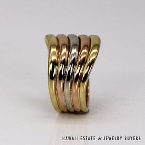 Gucci 18K TriColor Gold Wave Band Ring SIZE 5.5 #022824-03 - Image 6