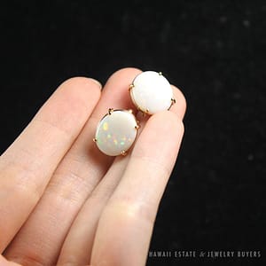 NATURAL OPAL & DIAMOND 14K YELLOW GOLD ORNATE NECKLACE & CLIP EARRINGS SET - Image 3