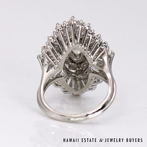 Platinum 3.25ctw Marquis Diamond Ballerina Ring SIZE 4.5 #DH0224-01 - Image 4