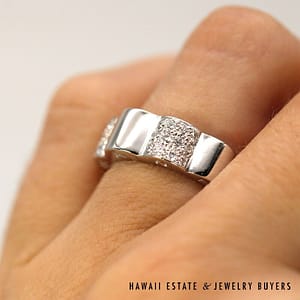 Chanel 18K White Gold Camelia Diamond Ring SIZE 48 (US size 4.5) *3069-02 - Image 9