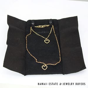 Tiffany & Co 18K Yellow Gold Heart Bracelet and Necklace Set with Pouch #3121-03 - Image 10