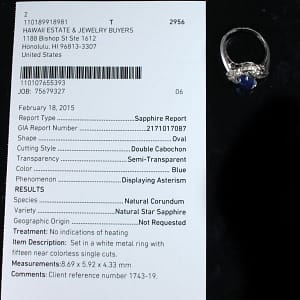 GIA Natural No Heat Star Sapphire Diamond Ring - Image 4