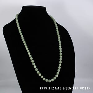 Mings Pale Green Jade 9mm Bead Necklace 30" - Image 2
