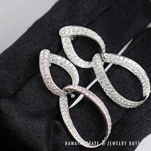 4.20ctw Diamond SI/FG Pave Ribbon Dangle 18K Gold Earrings 44mm - Image 2