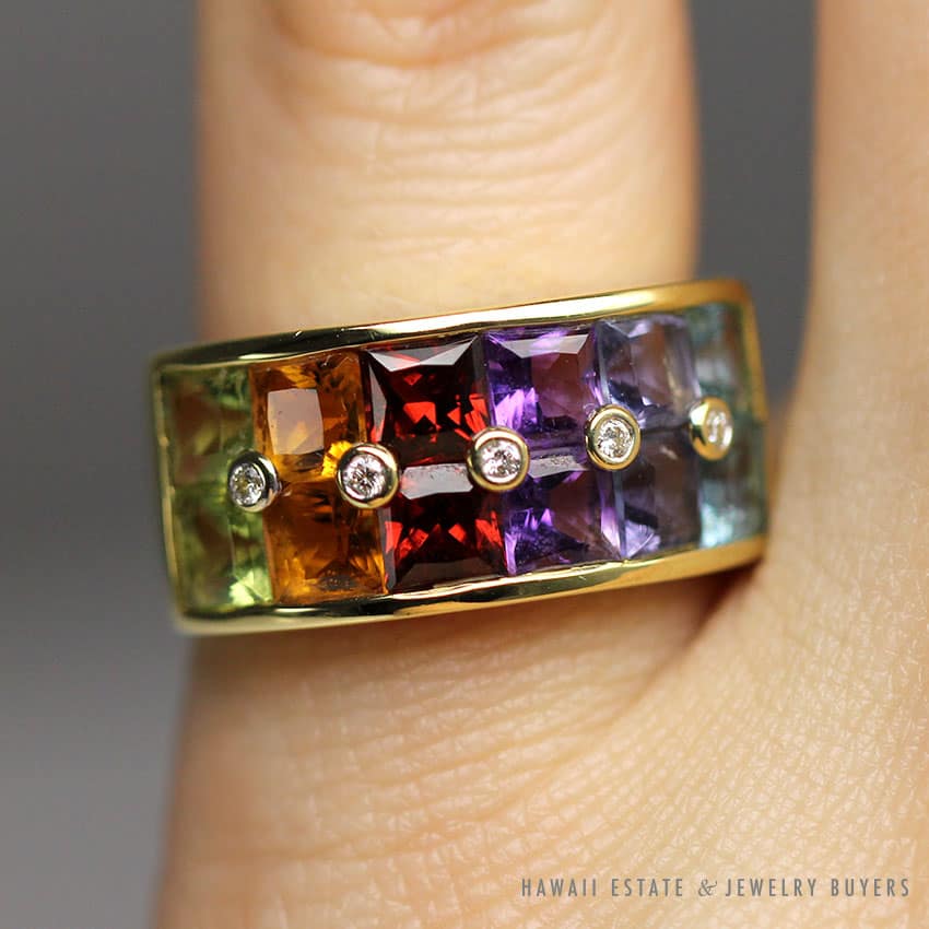 H.Stern カラーストーンリング H Stern 18K Gold Multi-gemstone Sputnik Ring - Etsy