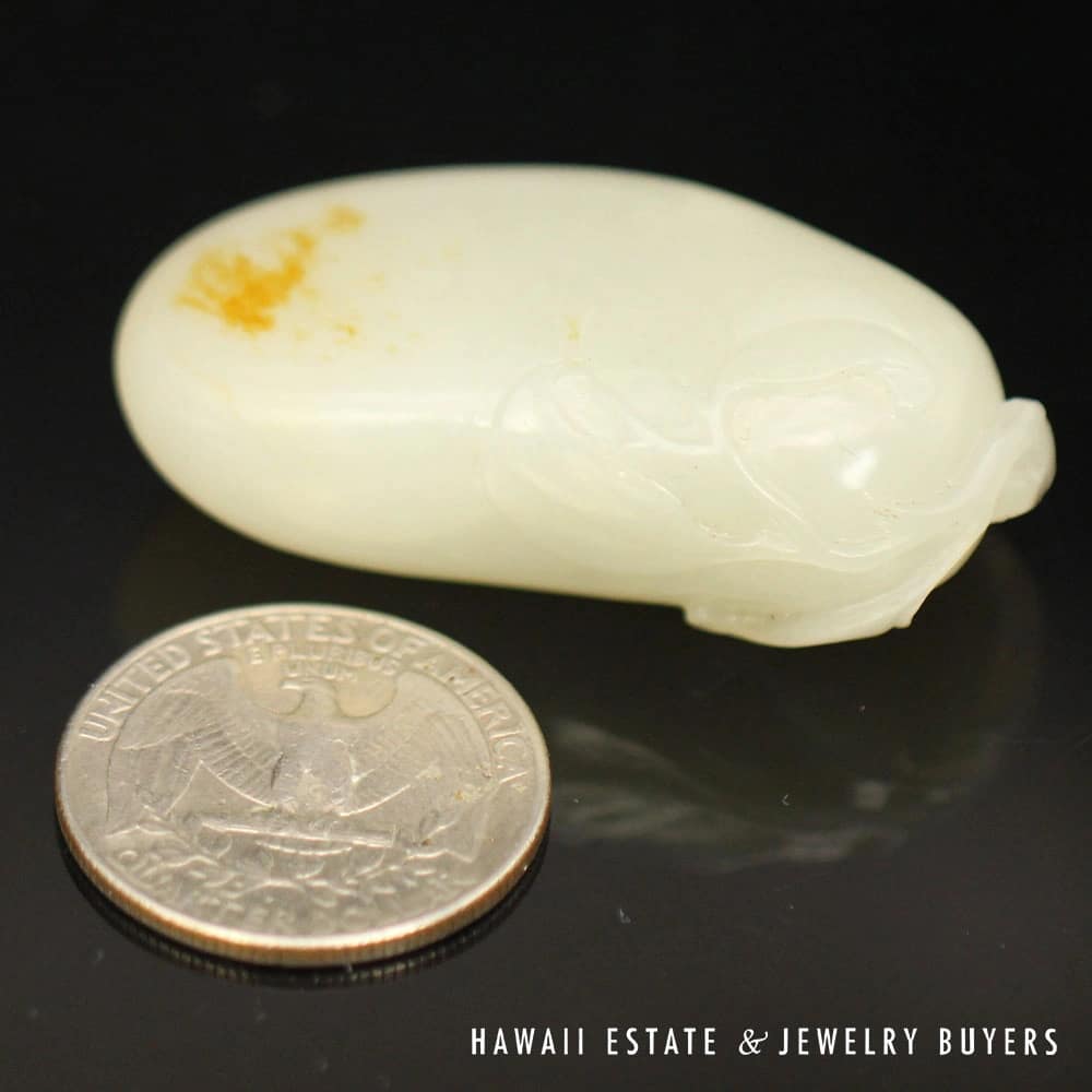 Antique Qing Era Mutton Fat Jade Fruit Carving (Pendant Optional) - Image 9