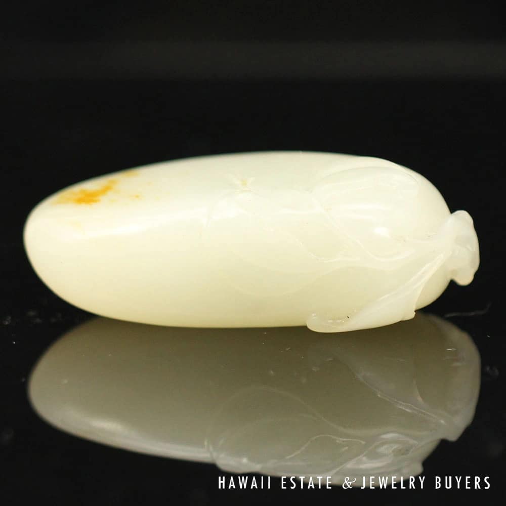 Antique Qing Era Mutton Fat Jade Fruit Carving (Pendant Optional) - Image 2
