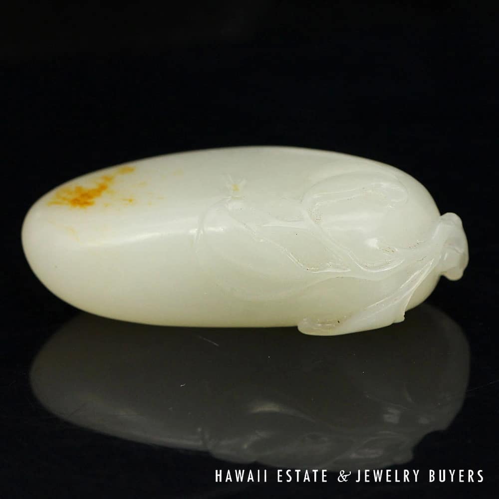 Antique Qing Era Mutton Fat Jade Fruit Carving (Pendant Optional)