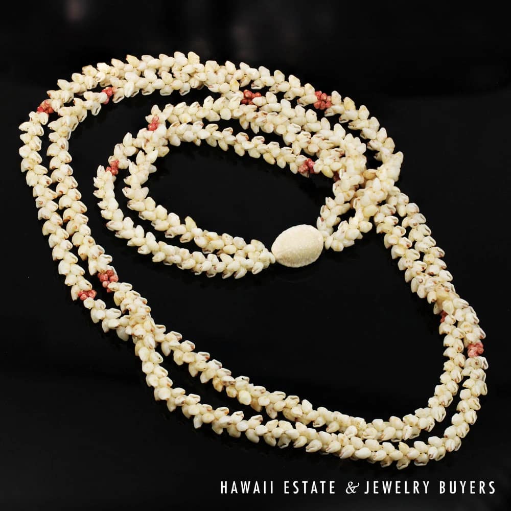 Double-Strand Roselani Ni'ihau Shell Lei 36 inches - Hawaii Estate