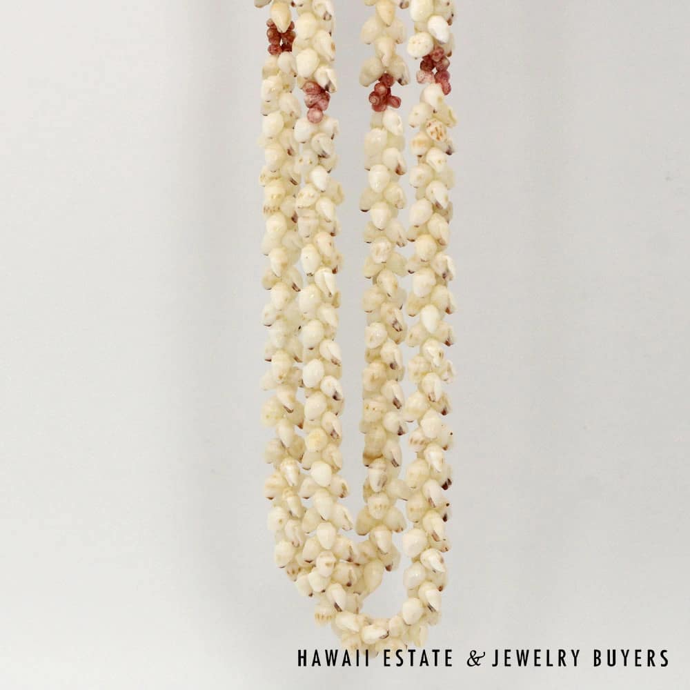 Double-Strand Roselani Ni'ihau Shell Lei 36 inches - Hawaii Estate