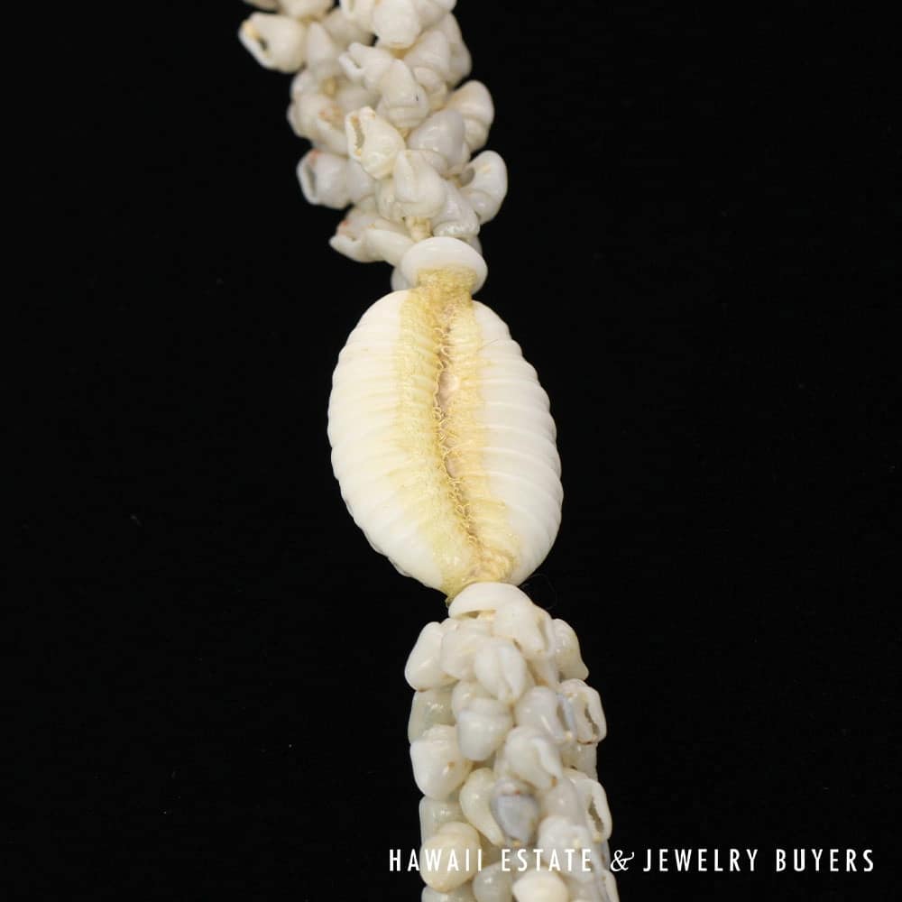 Three-Strand Ni'ihau Shell Lei: 38 inch Pikake Momi Uli Uli - Image 12