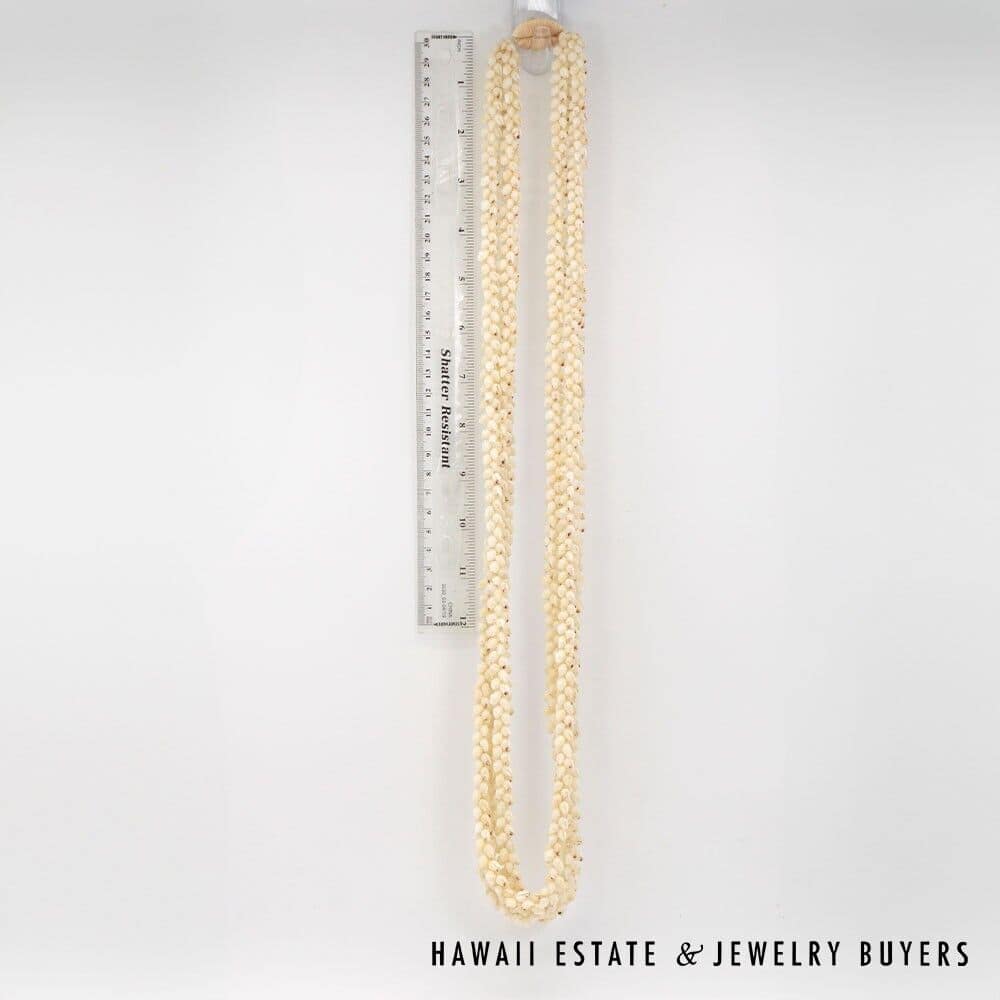 Three-Strand Ni'ihau Shell Lei: Pikake Momi Lenalena Kua Ula 36 inches #2778-14 - Image 2