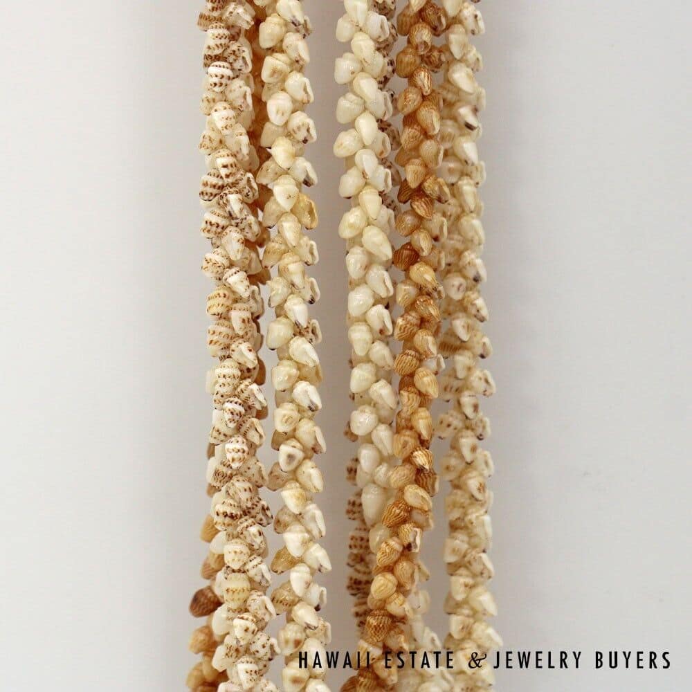 4-Strand Multi-Color Ni'ihau Shell Lei: Pikake Momi 38 inches #MKP090221-01 - Image 9