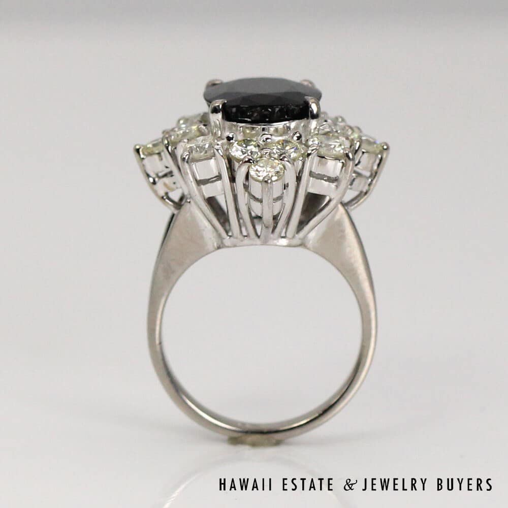 14K White Gold Thai Sapphire and Diamond Ring SIZE 4 #2827-19 - Image 9