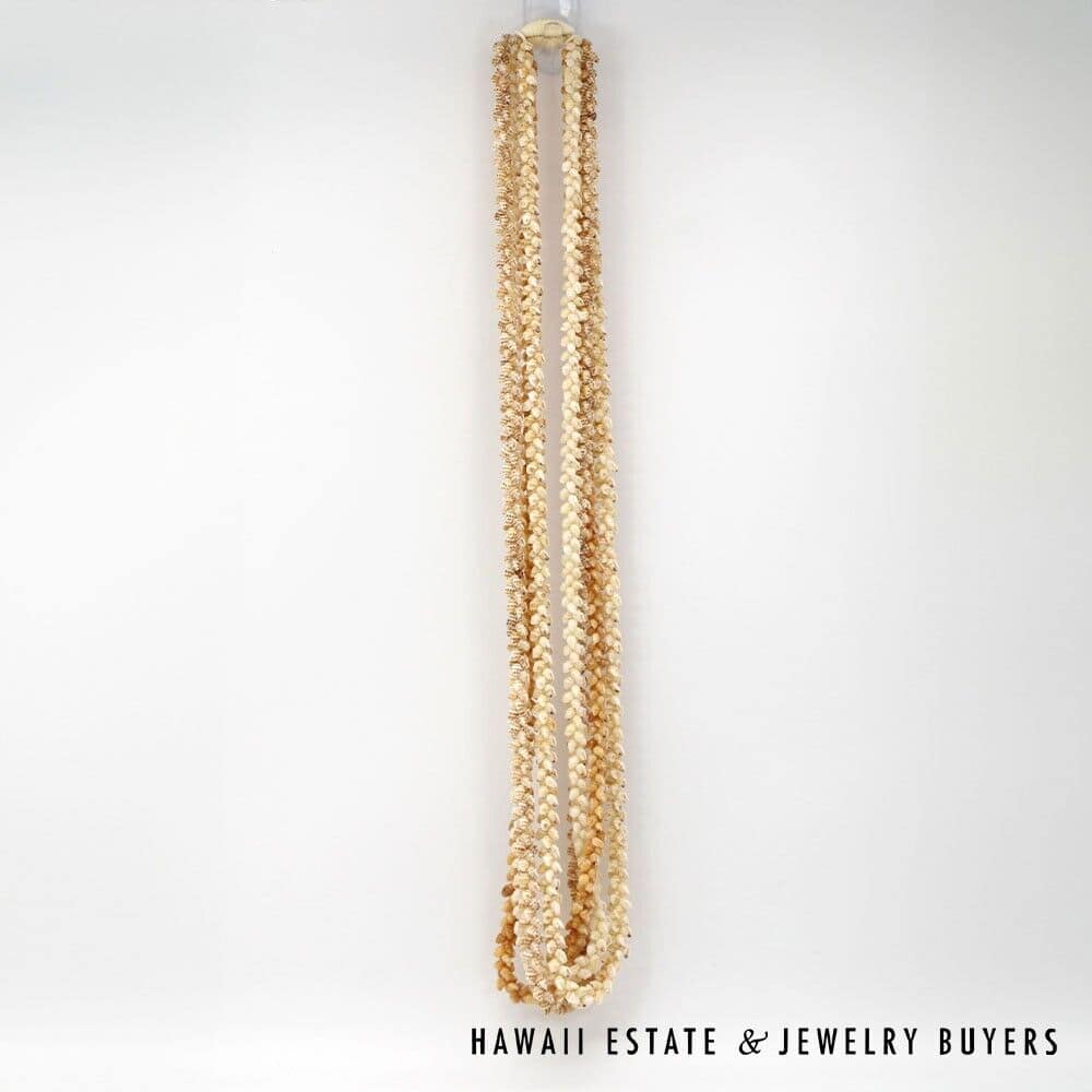 4-Strand Multi-Color Ni'ihau Shell Lei: Pikake Momi 38 inches #MKP090221-01 - Image 6