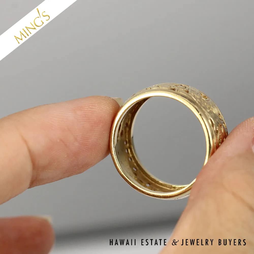 MINGS DUELING PHOENIX & DRAGON 10mm 5.7g 14K YELLOW GOLD FULL