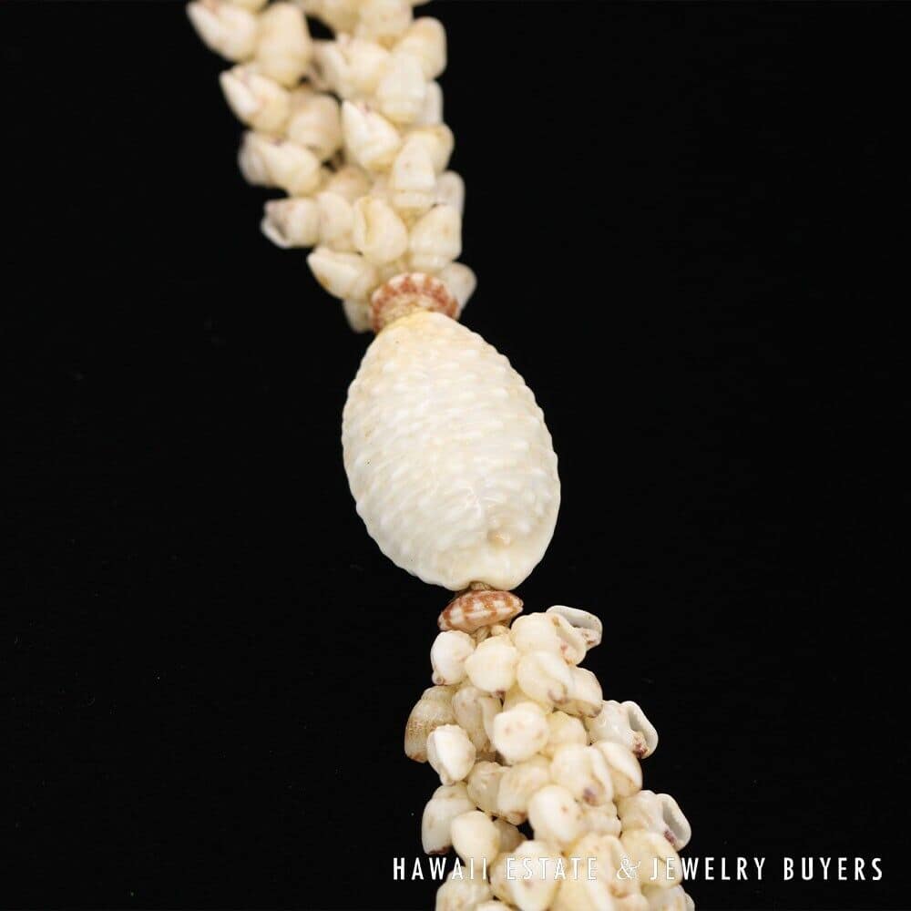 Three-Strand Ni'ihau Shell Lei: Pikake Momi Lenalena 36 inches #2835-01 - Image 11