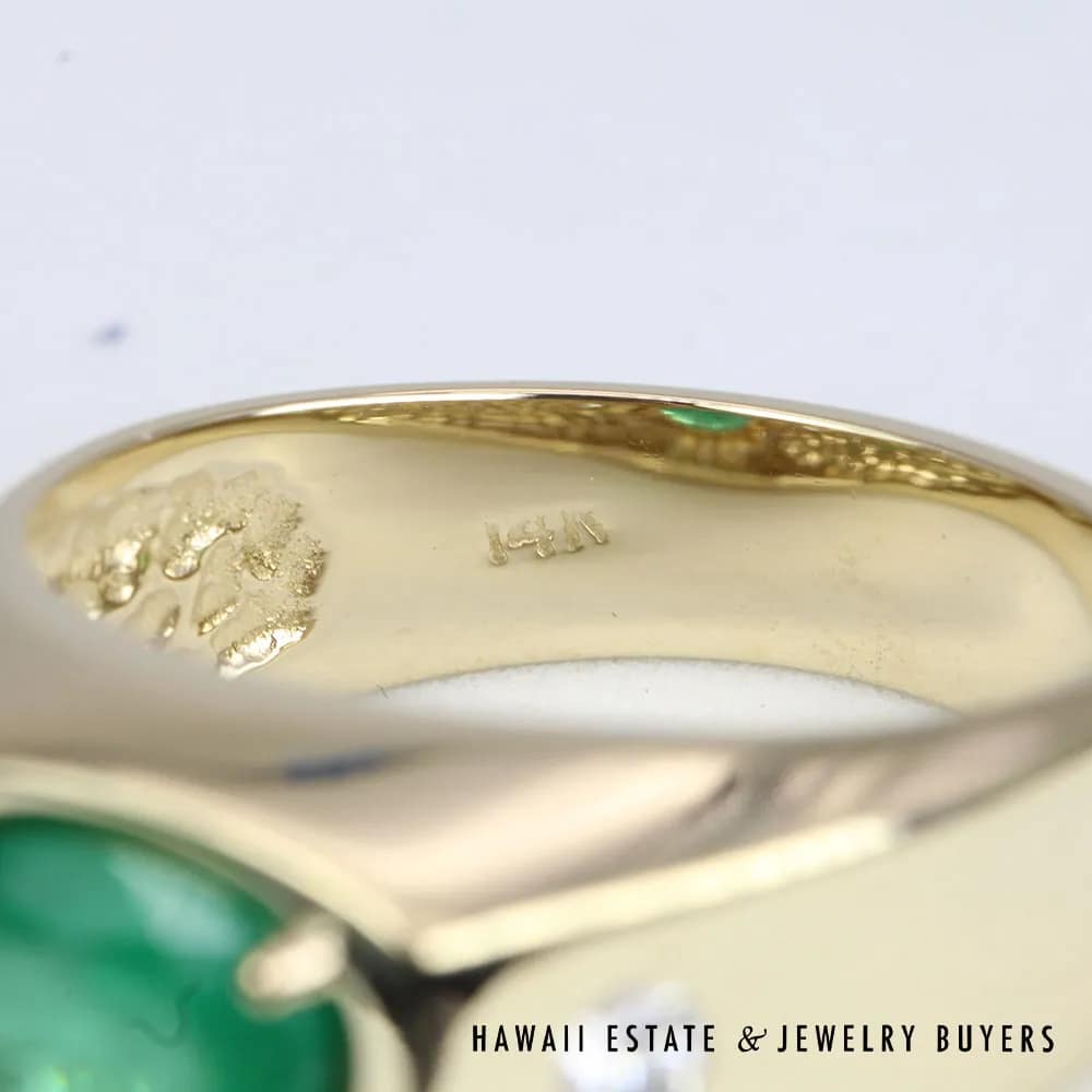 1CT EMERALD 0.20CTW DIAMOND 14K YELLOW GOLD RING SIZE 9.75 - Image 3