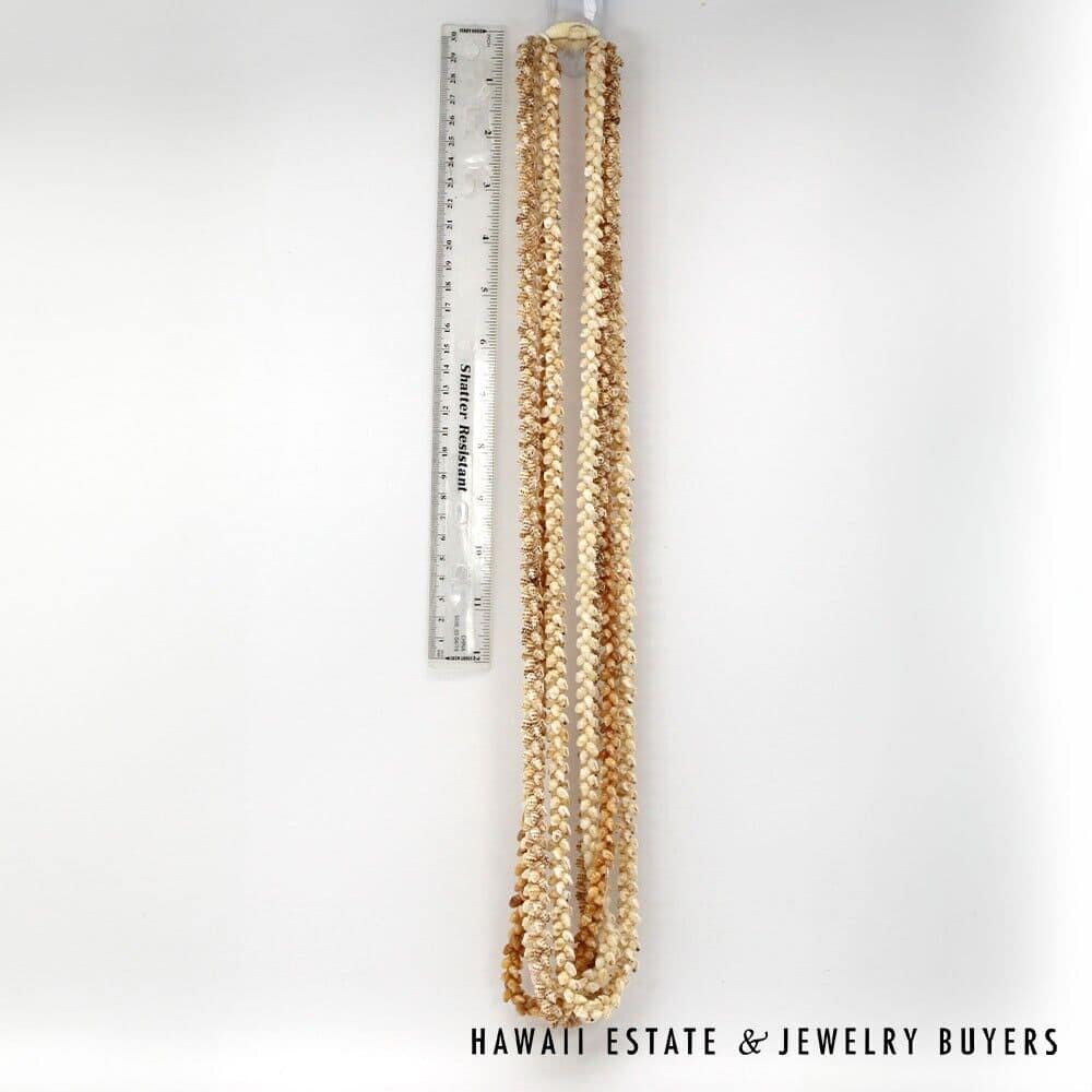 4-Strand Multi-Color Ni'ihau Shell Lei: Pikake Momi 38 inches #MKP090221-01 - Image 5