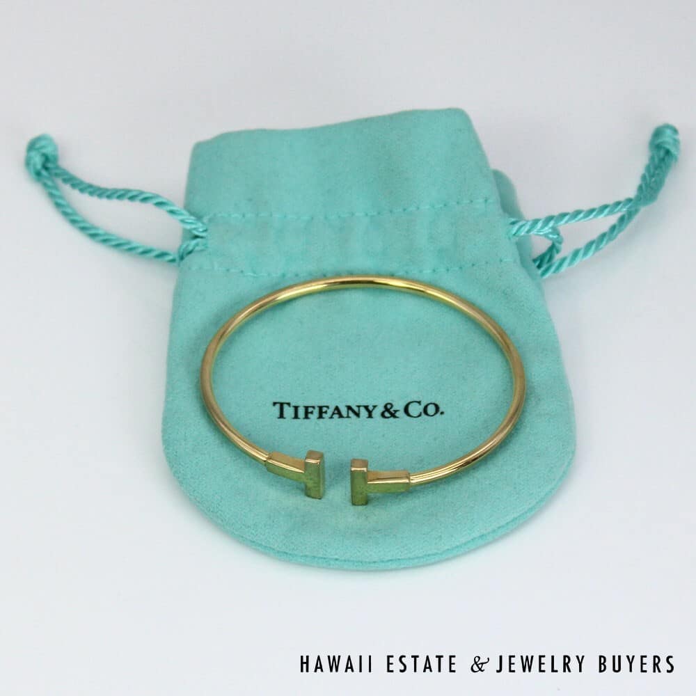 Tiffany & Co 18K Yellow Gold Tiffany T Wire Bracelet SIZE 5.75 w/ Pouch #2679-04 - Image 2