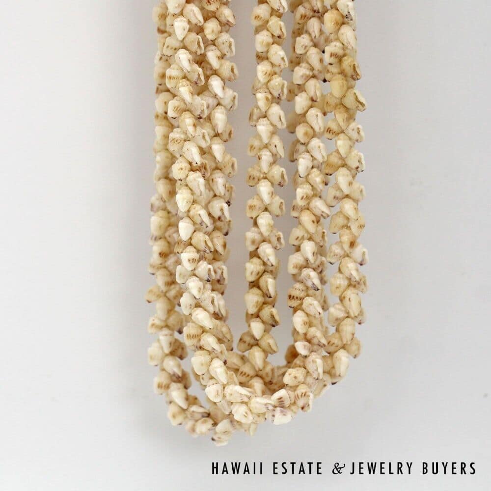 Four-Strand Ni'ihau Shell Lei: Pikake Momi Lenalena 36 inches #RM112420-04 - Image 8