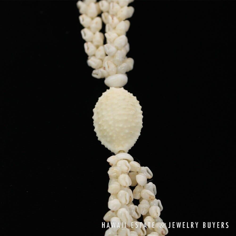 Three-Strand Ni'ihau Shell Lei and Earrings Set: Roselani 36 inches #HC070122-06 - Image 12