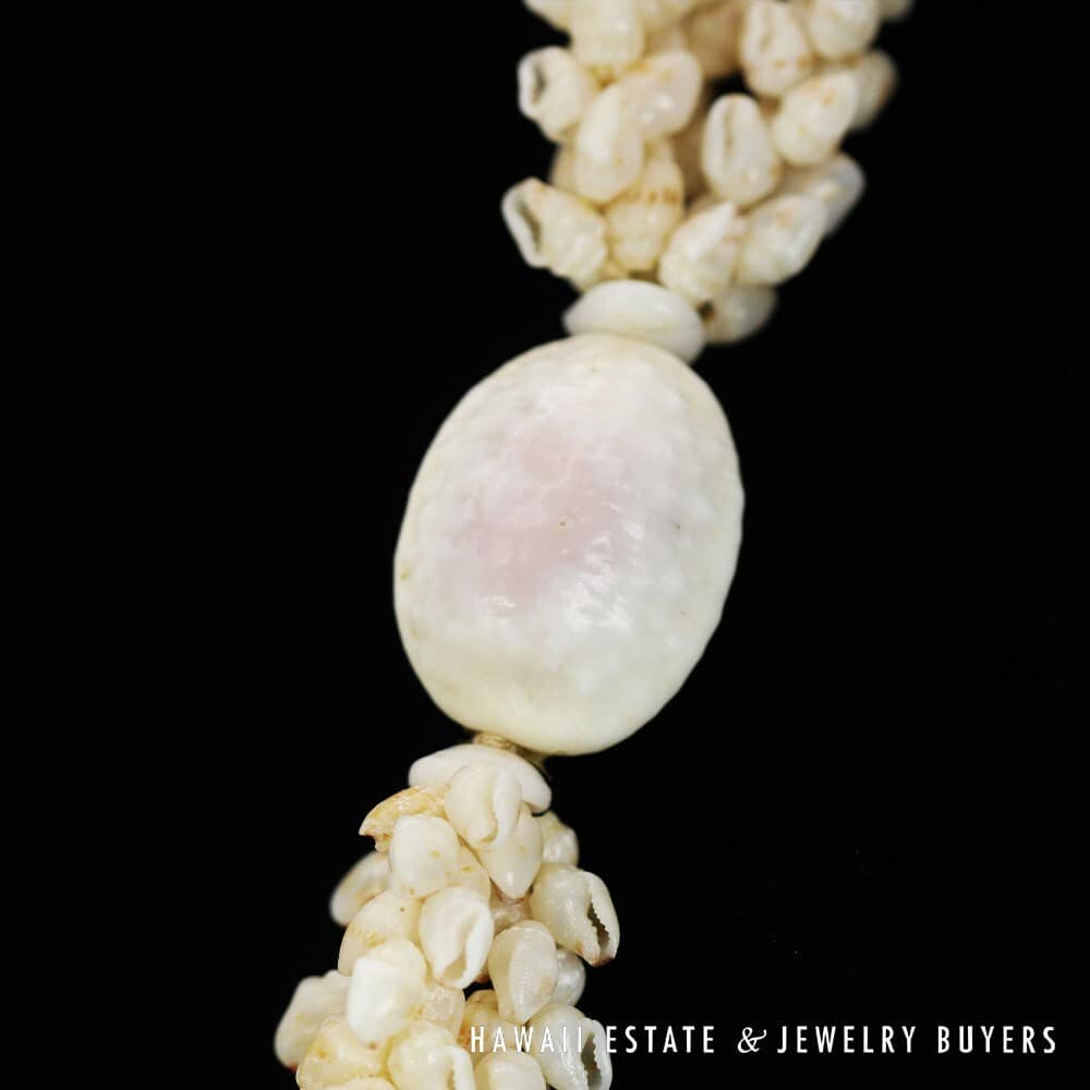 Three Strand Ni'ihau Shell Lei: Pikake Momi Lenalena 38 inches #2472-01 - Image 12