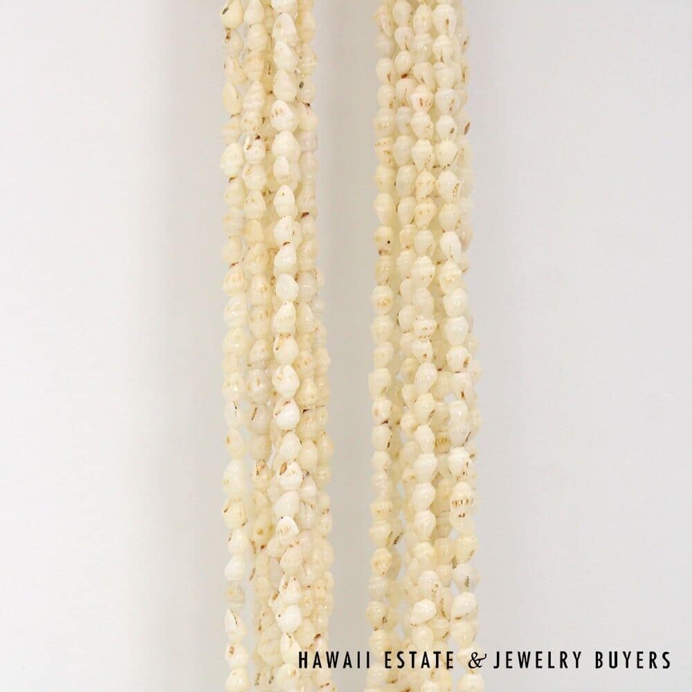 Ten-Strand Ni'ihau Shell Wedding Lei: Pololei Momi Ke'oke'o 36 inches #2741-01 - Image 7