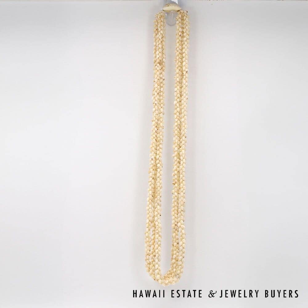 Three Strand Ni'ihau Shell Lei: Pikake Momi Lenalena 36 inches #2778-15 - Image 4