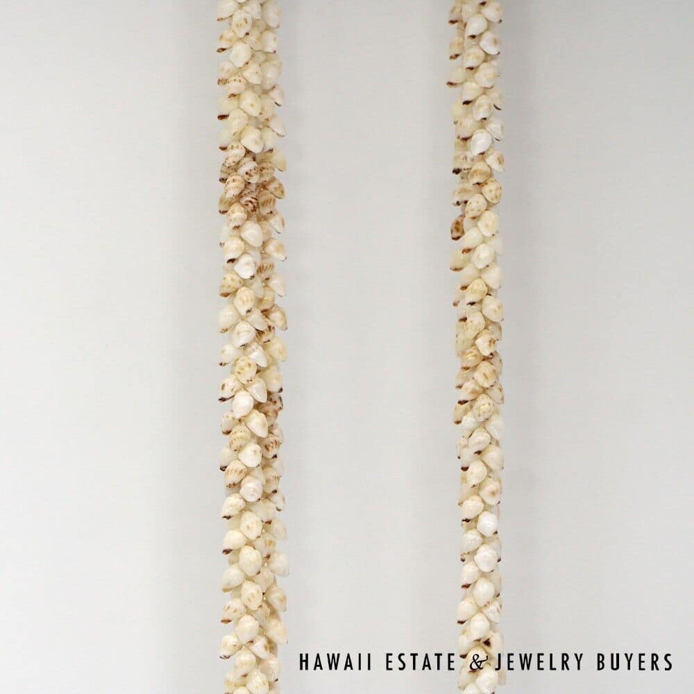 Double Strand Ni'ihau Shell Lei: Pikake Momi 51 inches #SC2017-01 - Image 8