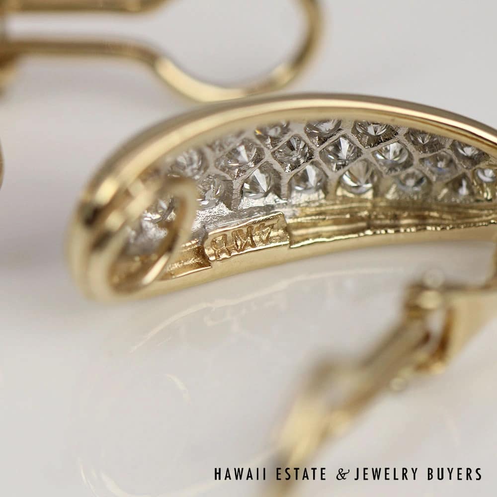 0.66CTW Diamond Vintage Two Tone Clip-on Shrimp Earrings - Image 2