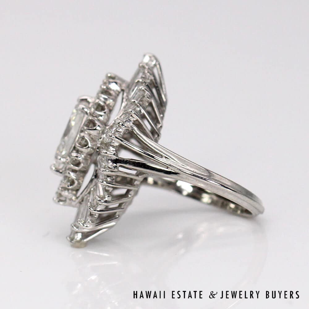 Platinum 3.25ctw Marquis Diamond Ballerina Ring SIZE 4.5 #DH0224-01 - Image 3