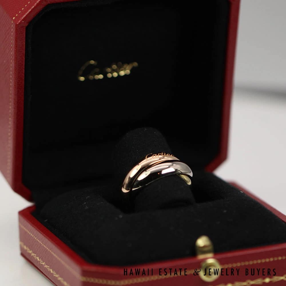 Cartier Trinity 18K Yellow Gold Pink Gold White Gold Ring Sz 54 w/Box & Cert - Image 3