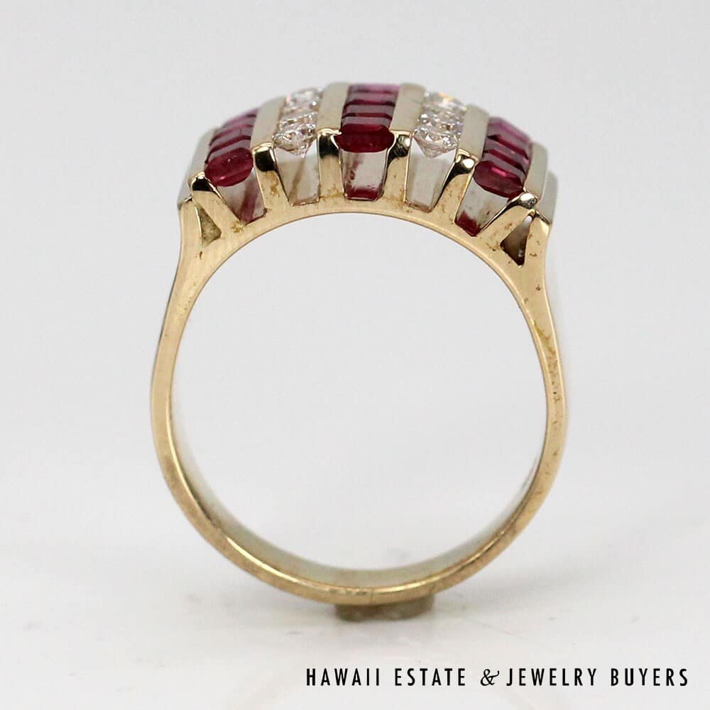 14K Yellow Gold Ruby and Diamond Channel Set Ring SIZE 7.5 #SC021722-01 - Image 9