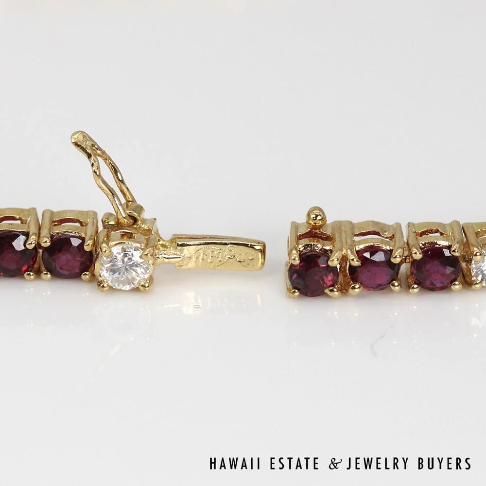 14K Yellow Gold Diamond and Ruby Tennis Bracelet SIZE 6.25 #071122-01 - Image 5