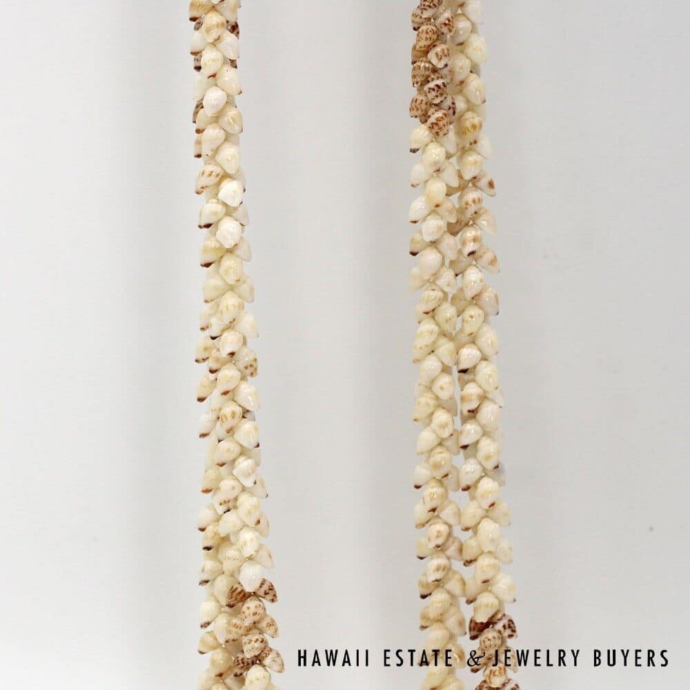 Double Strand Ni'ihau Shell Lei: Pikake Momi 51 inches #SC2017-01 - Image 10
